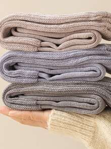 6 Pairs Women's Solid Color Socks, Casual & Versatile, Thick & Warm For Autumn/Winter, Over The Calf School Style, Cozy Socks - Multicolor - View 11