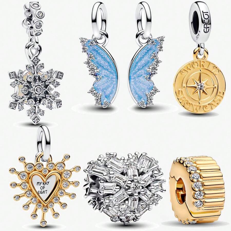 1 abnehmbarer Schmetterling Charm, versilbert, passend für Armband, Halskette, DIY Schmuck, Geburtstagsgeschenk, Jahrestags-Geschenk - Verschiedenfarbig - Übersicht 1