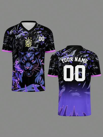 Camiseta personalizada de Brasil 2026, camiseta deportiva de cuello en V para hombres, equipo de club de entrenamiento de fútbol, personalizable en la parte delantera y trasera con nombre, número, logotipo, equipo, adecuada para deportes escolares, uniformes de equipo, casual, fiesta, ajuste cómodo, de moda, minimalista, personalizada para ocio, entrenamiento, primavera/verano/otoño