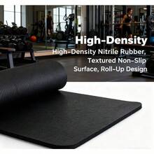 1"Thick High Density Exercise Mat - 71"X24" Black With Carry Strap - Black - View 1