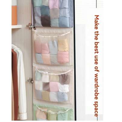1pc Rectangular Hook And Loop Storage Net Bag, Hanging Organizer Bag For Underwear, Socks On Wardrobe Door, Dorm Wall-Mounted Lingerie Net Bag, Wall-Mounted Plastic Bag Holder For Kitchen, Wall-Mounted Figurine Storage Net Bag, Car Storage Net Bag, Suitable For Car, Bedroom, Kitchen, Bathroom, Dorm, Wall, Wardrobe, Desk, Office