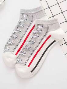 5 Pairs Breathable Canvas Print Socks, Personalized Creative Socks, Funny Novelty Socks, Versatile Basketball Socks, Thin Sports Ankle Socks, Couple Low-Cut Socks - Multicolor - View 6