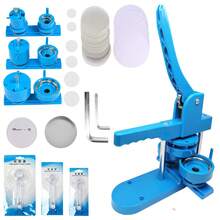 DIY Pin Button Maker Machine 25mm/32mm/58mm Badge Punch Press With 300pcs Button Parts (Blue) - Blue - View 2