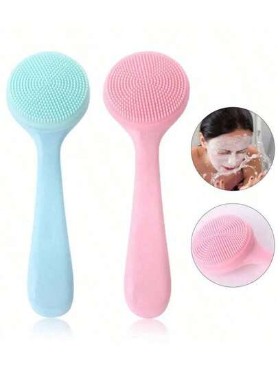 مجموعة فرشاة تنظيف الوجه - تشمل فرشاة تنظيف الوجه البيضاوية اليدوية (مع فرشاة تدليك الشامبو)، فرشاة تنظيف الوجه المقشرة والمدلكة برفق، أدوات العناية بالبشرة، ضروريات السفر، هدية عيد الميلاد، حفلة عيد الميلاد، غسل الوجه، التنظيف 2 قطعة