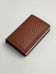 1pc Men's Anti-Theft Ultra-Thin Carbon Fiber RFID Automatic Pop-Up Card Aluminum Alloy Bank Card Wallet - Multicolor - View 7