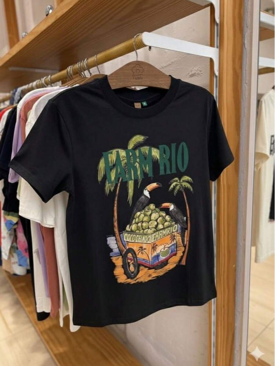 Women's T-Shirt "Coconut Iced" Vibrant Tropical Design 100% Cotton Streetwear Immediate Shipping - Black - View 1