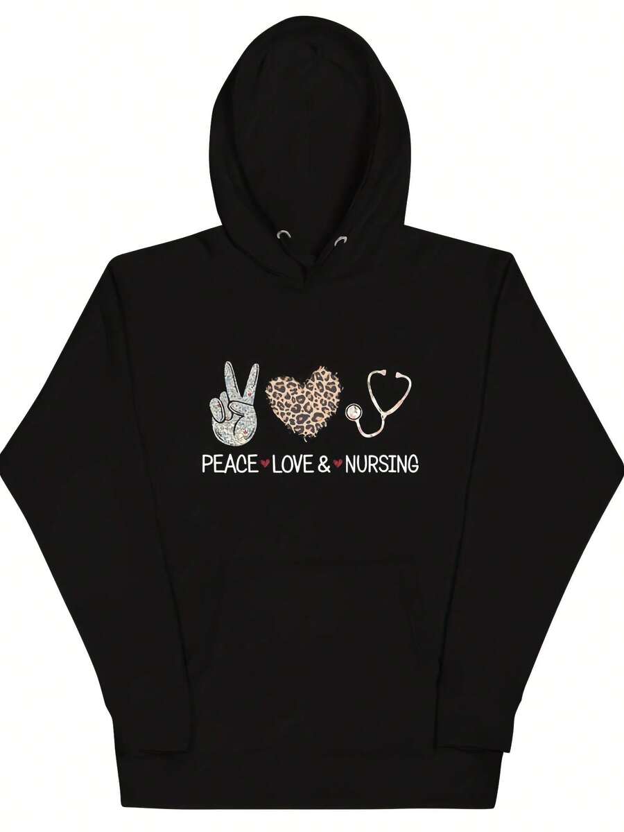 Peace Love And Nursing Design Uni Hoodie,Autumn/Winter Hoodie Autumn Set - 款式20 - 查看 1