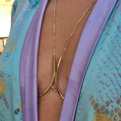 STONEFANS Cadena de sujetador de metal sexy, joyería corporal para mujer, accesorios, ropa de fiesta sexy para festivales de verano en la playa, parte superior de bikini de lujo