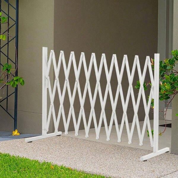 Expandable Fence Gate Garden Security Metal Retractable Gate Dog Barrier Gate Indoor Outdoor Safety Barrier Traffic Expandable Barrier Gate White
