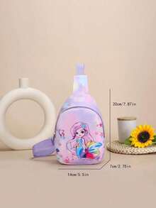 1pc Nylon Zipper Closure Fashion Cute Cartoon Mermaid Unicorn Mini Chest Bag, Niche Design Adjustable Shoulder Strap Change Lipstick Crossbody Bag Suitable For Daily Use, Bag, Suitable For Teenagers Shopping, Commuting, Daily Use, Give As A Gift - Cartoon Chest Bag - View 5