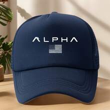 ALPHA National Flag Print Baseball Cap Solid Color Lightweight Mesh Breathable Sweat-Wicking Duckbill Cap Outdoor Casual Sports Shopping Camping Picnic Sun Hat Fashion Adjustable Trucker Hat - xanh quân đội - Xem 4