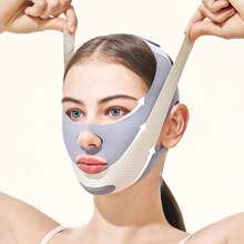 Thin Face Bandage V Line Face Lift Tightening Mask Double Chin Tightener Facial Wrinkles Anti Sagging Facial Massager Skin Care - 灰色 - 查看 3