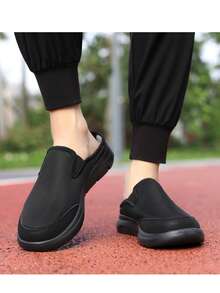 Men's Slip-On House Slippers, Unisex Fashion Mesh Slip-On Mule Shoes With Warm Lining - Comfortable Walking Sneakers, Lightweight MD Sole, Indoor Slip-On, Suitable For Autumn/Winter