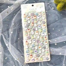3D Cute Cartoon Stickers, 3D Adorable Japanese Style Bubble Stickers, Embossed Creative Diary Stickers, Diamond Gem Crystal Children's Handmade Decorative Stickers, Christmas/Thanksgiving Holiday Birthday Gift For Kids