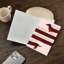 Adult Birthday Card For Dachshund Lovers - Cute Long Dog "Happy Birthday Toooo You" Greeting (With Envelope) - Multicolor - View 4