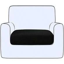 Ouka - Funda de cojín elástica para sofá, Protector de cojín Reversible, Protector de cojín Suave para sillón, sofá de Dos plazas (Grande, Azul Claro)(Negro Pequeño) - Multicolor - Ver 1