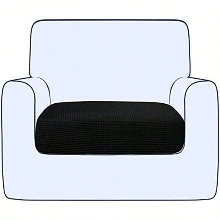 Ouka - Funda de cojín elástica para sofá, Protector de cojín Reversible, Protector de cojín Suave para sillón, sofá de Dos plazas (Grande, Azul Claro)(Negro Pequeño) - Multicolor - Ver 1