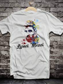 Argentina Paint Splatter T-Shirt – Artistic Tribute To A Football Legend - trắng - Xem 1