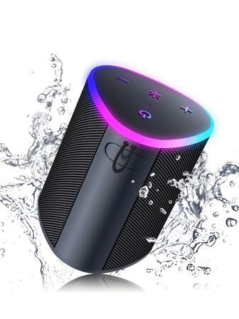 M33 TWS户外便携式蓝牙音箱，带RGB灯光，蓝牙5.3迷你音箱，兼容iOS、安卓、PC，适用于露营、浴室、旅行、海滩等场合。