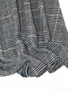 EARO New Woolen Plaid Casual Loose Fashion Daily Commute High Waist Slimming Elegant Over-The-Knee A-Line Skirt With Elastic Waist - Blue - View 4