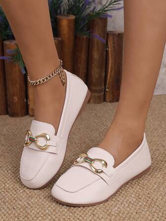 韩版女士乐福鞋，休闲圆头，轻便柔软皮革平底舒适一脚蹬鞋，时尚百搭，春秋新款