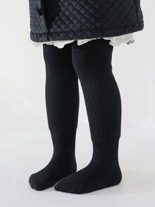 女童不透明连裤袜，黑/灰/紫组合，超厚保暖内衬，极其保暖防寒，针织面料，室内/室外皆宜，节日礼物 - 彩色 - 查看 7