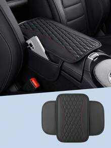 1 pieza Cubierta de consola central de coche, cubierta de reposabrazos de cuero con 2 bolsas de almacenamiento, almohadilla universal de reposabrazos de asiento de coche, accesorios interiores de coche, protector para la mayoría de los vehículos, almohadilla de reposabrazos central, almohadilla de caja de reposabrazos central, cubierta de caja de reposabrazos de cuero PU con estampado de flores de dos colores y elástica