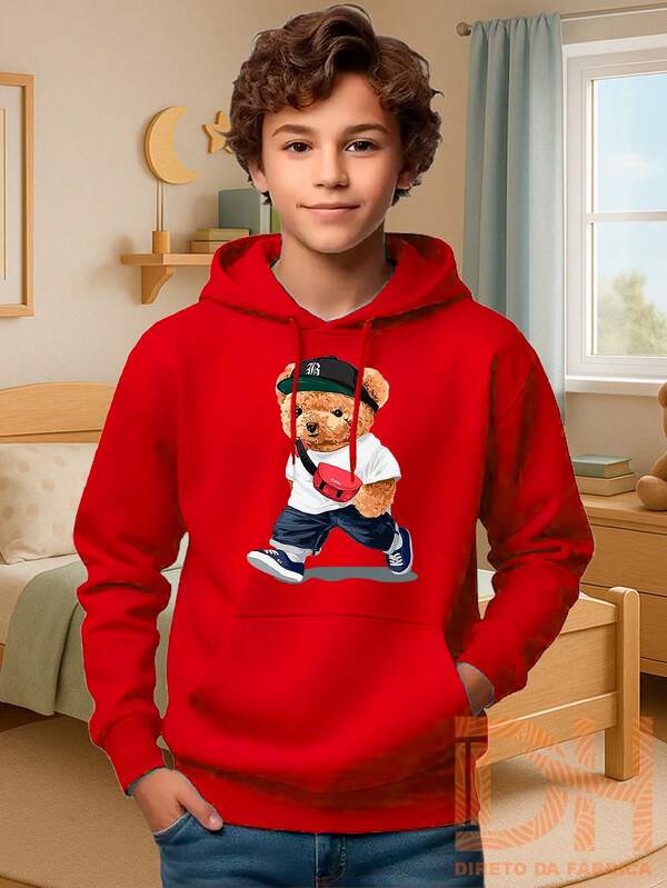Agasalho de Frio Infantil Urso StreetWear 100% Algodão Premium com Forro Reforçado
