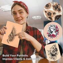 5/3/1 pieza Hojas de práctica de piel en blanco para tatuajes, piel de silicona suave de doble cara para tatuajes/cejas, 7.4x5.6 pulgadas, adecuado para principiantes en tatuajes - Multicolor - Ver 2