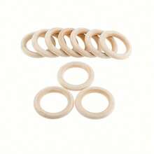 50mm Natural Wood Rings, For DIY Crafts And Jewelry Making, 10pcs - Unfinished Wooden Teething Rings, No Mosaic, Accessory Craft Tools