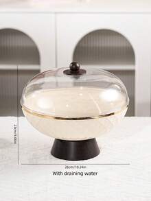 1pc Plastic PET Material Drainage High Foot Tray With Dust Cover, Unbreakable, Reusable Fruit/Dessert/Snack/Cake Serving Tray, Suitable For Various Festivals, Weddings, Parties And Events - Round-wood Grain High Legs - View 7