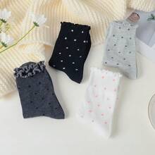 Women Striped Socks, Cute Ankle Calf Sock For Women Cotton Knit Size 5-9, Medium Casual Women's Novelty Socks{Inchsize_nameinch:Inch5-9inch,Inchcolor_nameinch:InchDotsWhiteBeigheBlackGreyBluePlaidinch} - 藍色 - 查看 4
