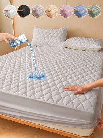 1件灰色纯色防水床单，床上用品，床笠，家居装饰，舒适家纺，透气防起球床垫保护套，防水床垫罩，柔软舒适的卧室床上用品，亲肤床垫保护套，防尘防潮床垫罩