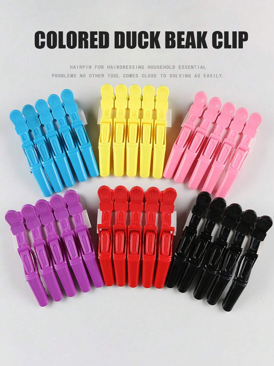 10 st/5 st krokodilhårspännen, professionella salongsspännen med munspänne, hårtillbehörsset - sömlösa spännen med munspänne [röd, vit, svart, lila, gul, blå] för styling och positionering, hårtillbehör av salongskvalitet för hemmabruk, sminkborttagning, ansiktstvätt och fritidsbruk, hårstyling för hemmabruk | texturspännen | slitstarka håraccessoarer, hårspännen - Multifärgad - Visa 1