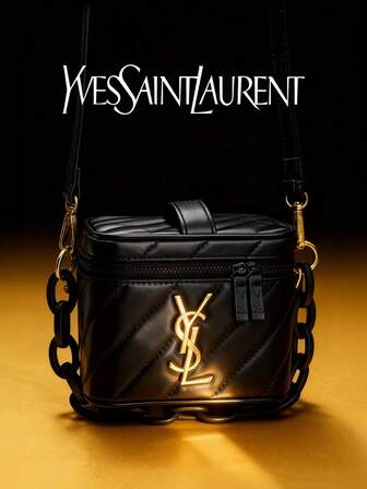 Yves Saint Laurent YSL Women's Bag Black Boxy Shoulder Purse Women's Christmas Gift With Gold Logo For Daily Casual Use