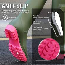 Rain Boots For Women, Waterproof Knee-High Rubber Boots, Lightweight Garden Boots Keep Warm Work Tall Fishing Boots For OutdoorChristmas - Green - View 5