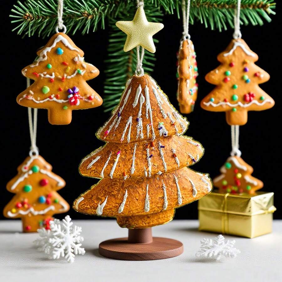 Adorno de casa/árbol/pastel de jengibre, decoración creativa para colgar en el árbol de Navidad, ideal para fiestas, celebraciones en casa o en la oficina. - Chocolate - Ver 1