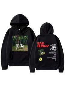 DTMF Debí Tirar Más Fotos Hoodies BADS BUNNYS 2025 New Album Sweatshirt Harajuku High Street Pul Fans Gift Fleece Streetwear Sweatshirts For Women Hoodies For Men Black Hoodie For Women Men's Hoodie Sweatshirts For Men - 黑色 - 查看 5