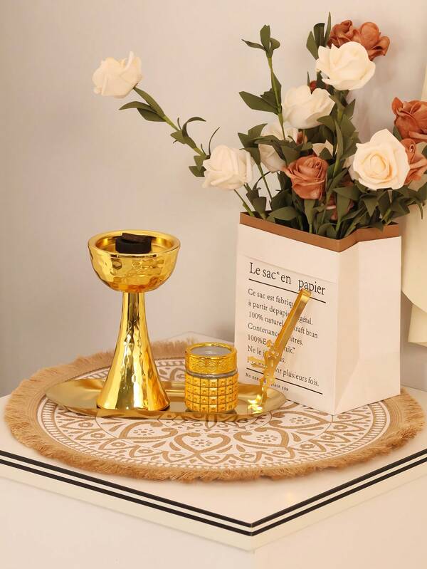 1 Pc/1 Set Of Exquisite And Minimalist Metal Incense Burner/Incense Holder, Arabic Style Slim Waist Incense Stand, Can Be Used As Aromatherapy Diffuser, Aromatic Burner, Spa Meditation, Used To Create An Elegant Atmosphere, Suitable For Offices, Yoga Studios, And Party Venues, Also Usable For Home Decoration