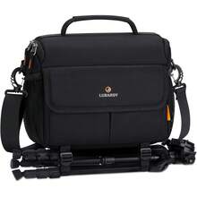 Lubardy Bolsa para Cámara DSLR/SLR/Mirrorless Funda Antichoque con Soporte para Trípode Bolsa Impermeable para Cámara con Protector de Lluvia para SLR, Negro - Negro - Ver 9