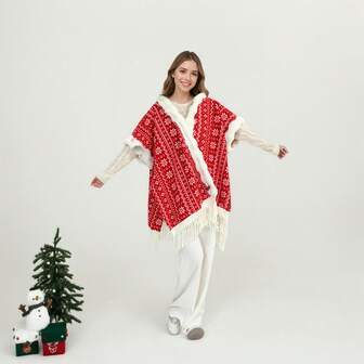 1pc Wearable Blanket Hoodie, Comfortable For Home Relaxation, Outdoor Warmth, Suitable As Birthday Or Christmas Gift For Women, Mothers, Girlfriends, Plus Size Soft Flannel Plaid Hooded Sweatshirt Blanket With Pockets And Sleeves, Medium Length, Cozy And Warm