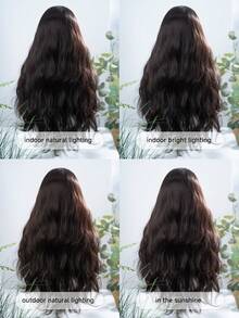 alicegarden 1 Bộ tóc giả tổng hợp chịu nhiệt, thẳng, màu đen-nâu, có mái vừa, làm từ sợi, thích hợp sử dụng hàng ngày, tóc giả giả tự nhiên và chân thực (không bao gồm phụ kiện) - Black-brown - Xem 10