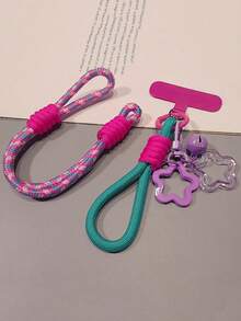 1条星形吊坠腕带手机挂绳，可拆卸双用途拇指环腕带，户外旅行徒步编织耐用腕绳，男女通用，附带垫子（不含照片卡） - 多色2 - 查看 7