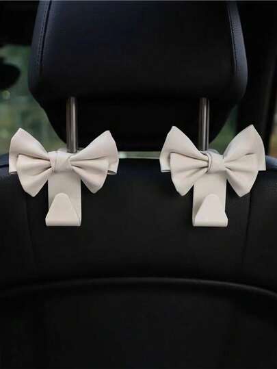 2pcs Car Hooks Invisible Creativity Personalized Bow Car Rear Storage Items