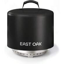 EAST OAK 17'' Fire Pit Cover For Outdoor Smokeless Firepit 500D Heavy Duty Fabric Waterproof Dustproof And AllWeather Resistant Black 16.85"Dia X 12.59"H