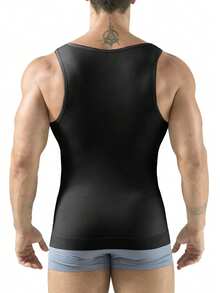 Mens Compression Shirt Tank Top Shapewear Body Shaper Slimming Tummy Vest Thermal Compression Undershirts Athletic Compression Under Base Layer Sports Fitness Workout Muscle Tank Top - Black - View 6