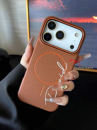Personalized Custom Initial Magnetic Lychee-Textured Leather Case Compatible With IPhone 17 Pro Max And Air Wireless Charging Drop-Proof Scratch-Resistant Fingerprint-Resistant Phone Case Compatible With IPhone 17 Pro Max Cover The Perfect Gift For Christmas Holidays And Anniversaries