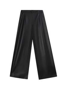 时尚修身女士皮裤，秋冬款 - 黑色 - 查看 5