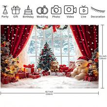 1 PC Christmas-Themed Decorative Hanging Cloth - Christmas Wonderland Snowman Background Cloth, Equipped With Red Curtains - Highly Suitable For Indoor Celebration Events, Photography Studio Shooting, And Holiday Gatherings. Indoor Party And Holiday Decoration Photography Background, Birthday Celebration Events,