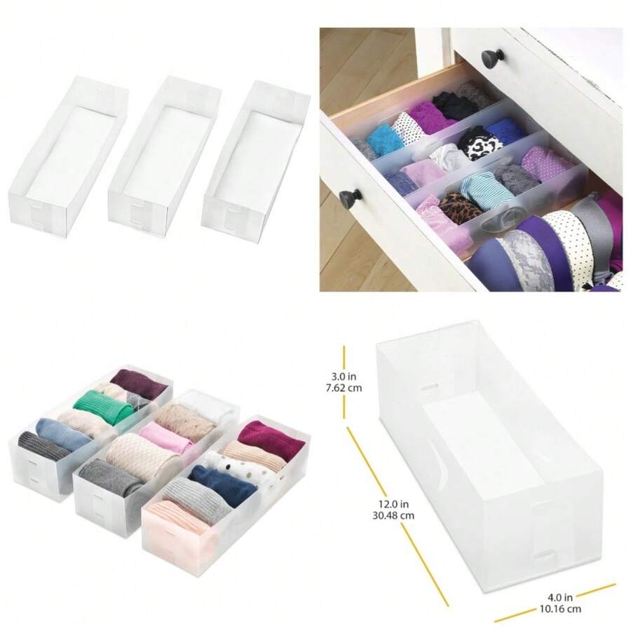 Small Drawer Organizers Set Of 3, Multipurpose Expandable Drawer Dividers And Inserts For Kitchen Utensils, Makeup, Office Supplies, Socks, Underwear, Jewelry, Craft Storage, Customizable Home Organization - 1 - Xem 1